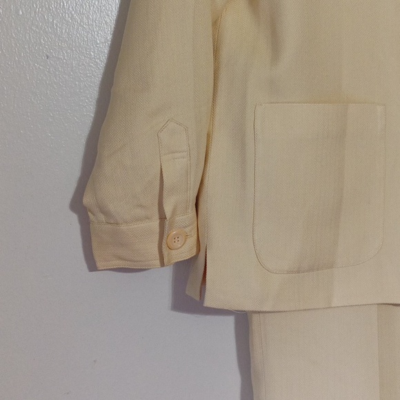Pendleton Canary Yellow herringbone 85% silk 15% wool pants suit - Picture 14 of 14